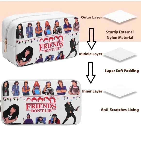 Stranger Things Makeup Bag White Friends Don't Lie - Picture 6 of 7